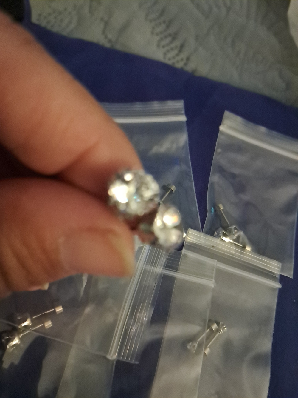 Sterling Silver CZ Stud Earrings - Clear Crystal - Picture 6 of 8